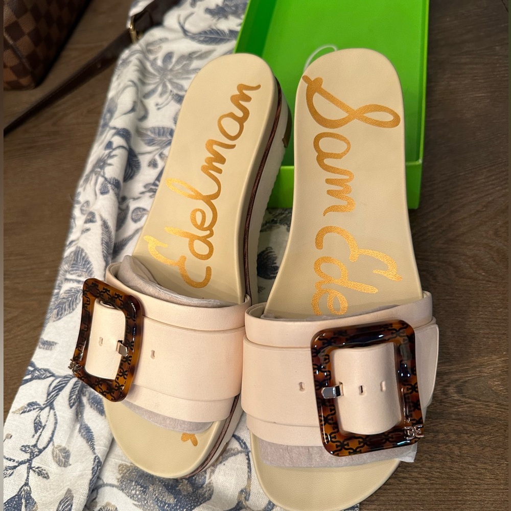 Sam Edelman women’s Ariane slide sandal in ivory leather size 8.5